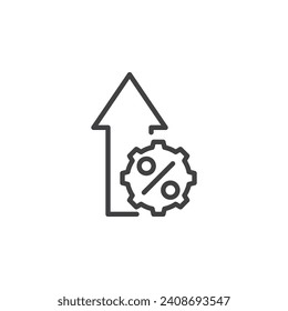 Conversion Rate Optimization line icon. linear style sign for mobile concept and web design. Percentage arrow going up outline vector icon. Symbol, logo illustration. Vector graphics