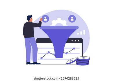 conversion rate optimize social media marketing concept. Illustrations for websites, landing pages, mobile apps, posters and banners.