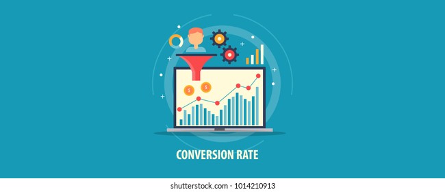 Conversion rate, Sales funnel optimization, Business lead analysis flat vector concept