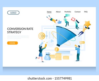 Conversion Rate Strategy Vector Website Template, Web Page And Landing Page Design For Website And Mobile Site Development. CRO, Conversion Optimisation Process Concept.