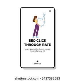 conversion seo click through rate vector. shop search, lead retail, traffic funnel conversion seo click through rate web flat cartoon illustration