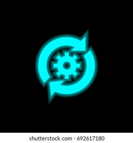 Conversion settings blue glowing neon ui ux icon. Glowing sign logo vector