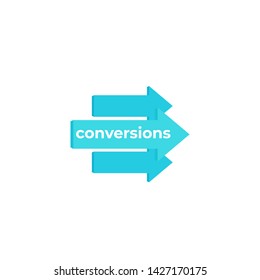 Conversions icon with arrows, vector