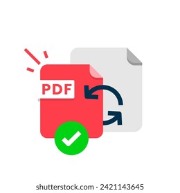 convert document to pdf format file concept illustration flat design vector. modern graphic element for landing page ui, infographic, icon