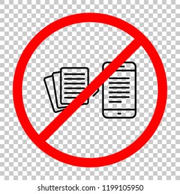 Convert to electronic document. Not allowed, black object in red warning sign with transparent background