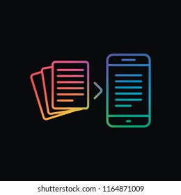 Convert to electronic document. Rainbow color and dark background