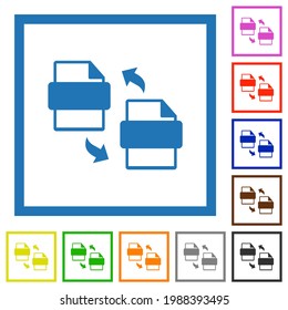 Convert Files Flat Color Icons In Square Frames On White Background