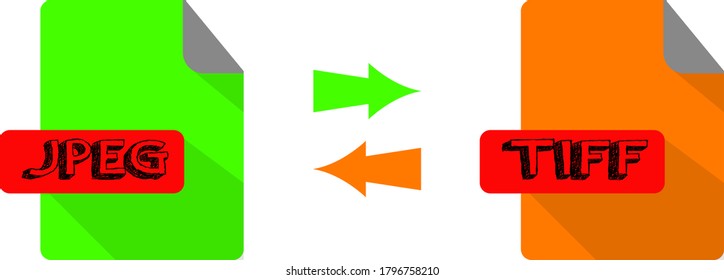 convert green "jpeg" file to orange "tiff" file and green and orange arrows between files