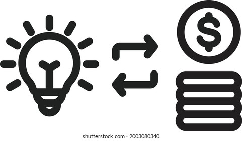Convertir Idea en imagen vectorial de icono de Dinero. También se puede utilizar para Business Startup. Adecuado para aplicaciones móviles, aplicaciones web y medios impresos.