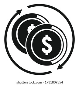 Convert money coins icon. Simple illustration of convert money coins vector icon for web design isolated on white background