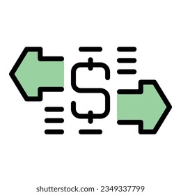 Convertir el vector de contorno de icono de dinero. Ingresos. Color plano de la financiación de beneficios