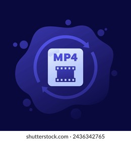 convert to mp4 file icon, vector design
