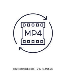 icono de línea de archivo de vídeo mp4