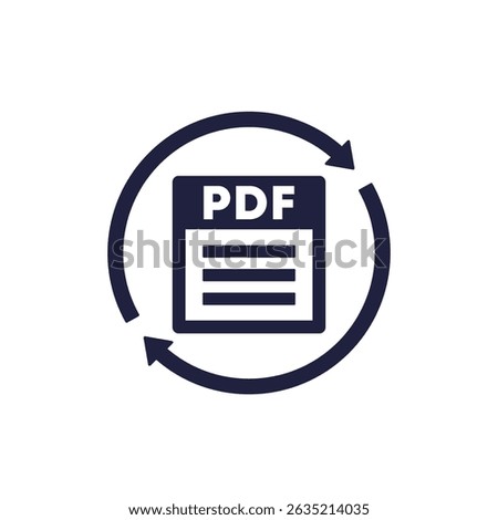 convert to PDF file icon, pictogram on white