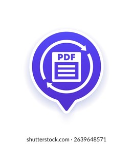 convert to PDF file icon or vector pictogram
