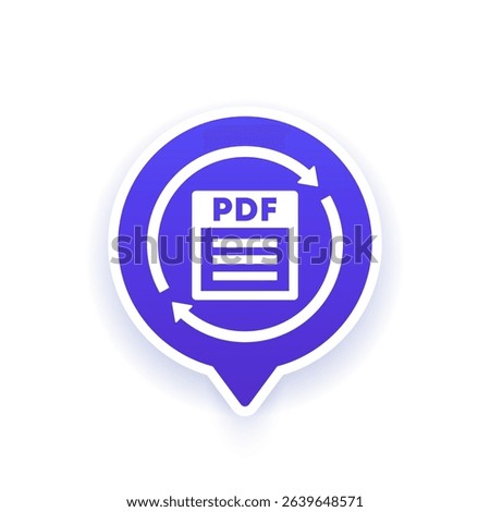 convert to PDF file icon or vector pictogram