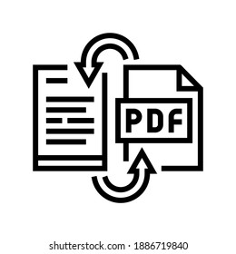 Convert Pdf File To Word Pad Line Icon Vector. Convert Pdf File To Word Pad Sign. Isolated Contour Symbol Black Illustration