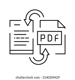 convert pdf file to word pad line icon vector. convert pdf file to word pad sign. isolated contour symbol black illustration