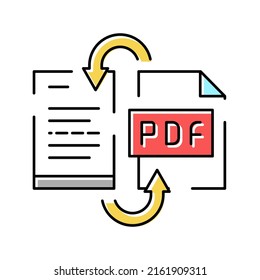 convert pdf file to word pad color icon vector. convert pdf file to word pad sign. isolated symbol illustration