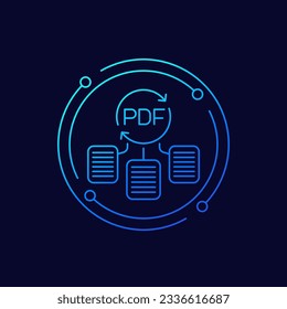 convertir a icono PDF con documentos, diseño lineal