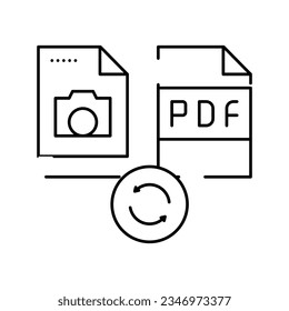 convert photo to pdf file line icon vector. convert photo to pdf file sign. isolated contour symbol black illustration