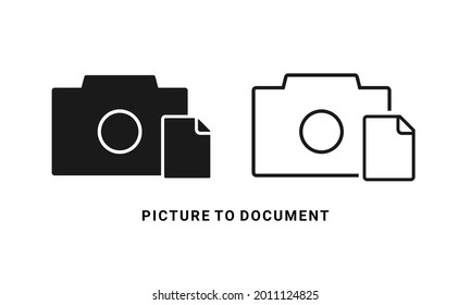 Convertir la foto en texto. Imagen para documentar. Vector de ilustración