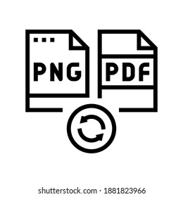 convert png to pdf file line icon vector. convert png to pdf file sign. isolated contour symbol black illustration