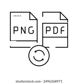 png in pdf-Datei konvertieren Zeile Symbol Vektor. png in PDF-Datei konvertieren. isoliertes Kontursymbol, schwarze Illustration