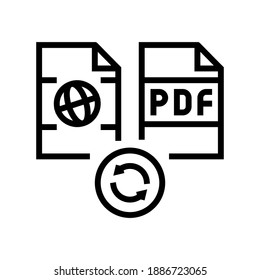 convert web site page to pdf file line icon vector. convert web site page to pdf file sign. isolated contour symbol black illustration
