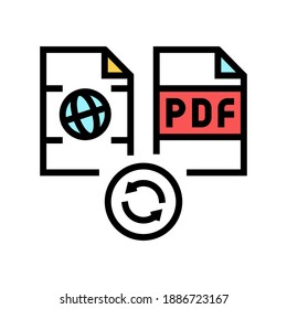 convert web site page to pdf file color icon vector. convert web site page to pdf file sign. isolated symbol illustration