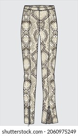 CONVERTABLE FIT AND FLARE 
 KINIT BOTTOM WITH SNAKE SEAMLESS PATTERN AND ZIPPER DETAIL FOR WOMEN AND GIRLS IN VECTOR FILE