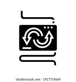conversor e intercambio de un vector de icono de glifo. signo de conversión y cambio. símbolo de contorno aislado ilustración negra