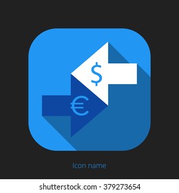 Converter money button. Creative vision concept logo or icon vector elements design template for icon application mobile, button main screen phone. Vector flat style design template with drop shadow.