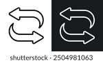 Converter vector icon set black and white filled and outlined style.