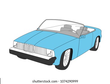 convertible blue isolated  vector illustration isolated