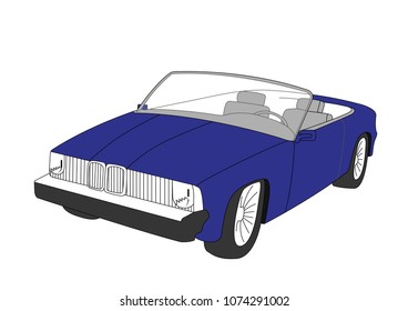 convertible blue isolated vector illustration isolated