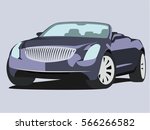 Convertible blue realistic vector illustration isolated