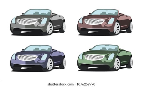 convertible car different color set