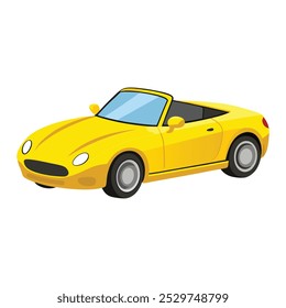 Diseño de Ilustración vectorial de color amarillo brillante del coche convertible en el fondo blanco 