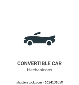 Convertible car glyph icon vector on white background. Flat vector convertible car icon symbol sign from modern mechanicons collection for mobile concept and web apps design.