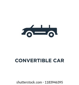 Convertible Car icon. Black filled vector illustration. Convertible Car symbol on white background. Can be used in web and mobile.