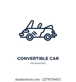 convertible car icon from mechanicons collection. Thin linear convertible car, vehicle, car outline icon isolated on white background. Line vector convertible car sign, symbol for web and mobile