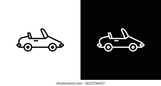 Convertible car icon set. Black illustration isolated for graphic and web design