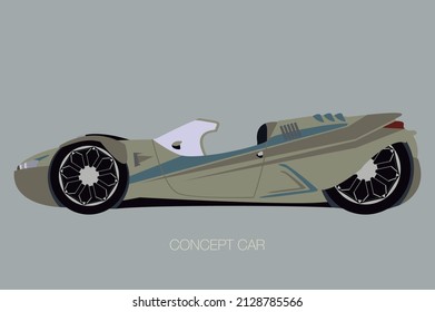 Convertible car icon. Car side view. Flat vector illustration. Futuristic design