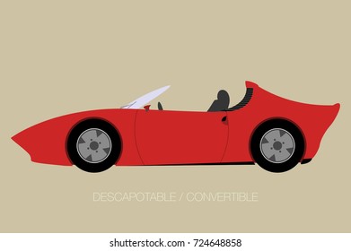 convertible car icon, side view of car, automobile, motor vehicle