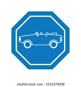 convertible car inside road sign icon design, Automobile auto transportation vehicle drive travel traffic theme Vector illustration