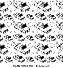 convertible car isometric pattern background