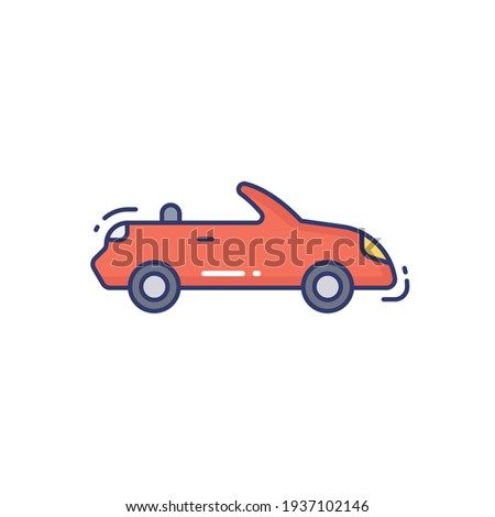 Convertible car Line Icon Isolated On White Background