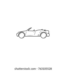 Convertible car line icon on white background