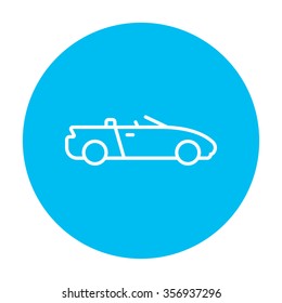 Convertible car line icon for web, mobile and infographics. Vector white icon on the light blue circle isolated on white background.